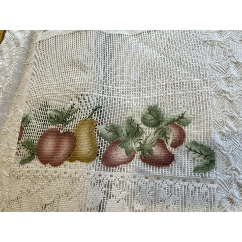 Kitchen‎ Window Valance Fabric Knit Lace Country vtg White 8 yards x 23